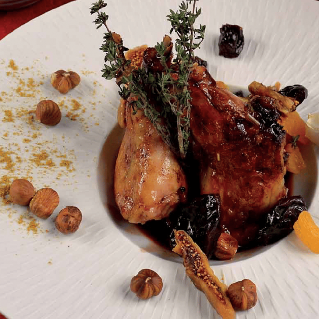 Lapin du Poitou aux noisettes et fruits secs